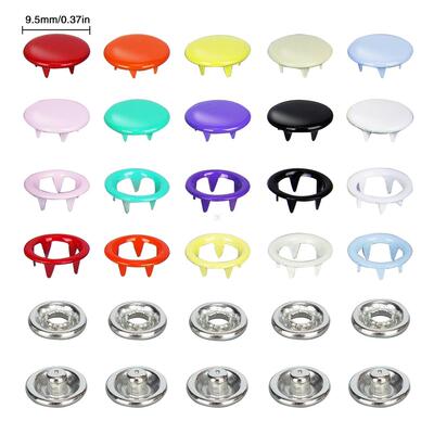 200pcs 9.5mm 10 Colors Metal Prong Snap Button Grommets Fast