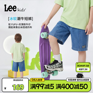 lee kids男女童牛仔短裤夏季薄款儿童五分裤中大童宽松透气休闲裤