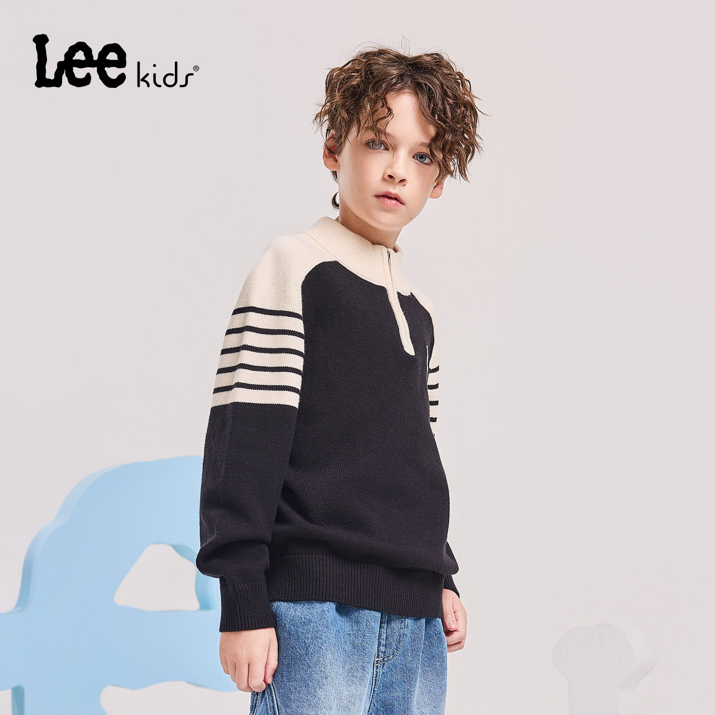 Leekids半拉链高领童针织衫