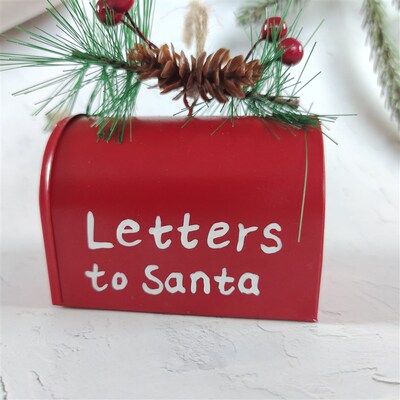 Creative Metal Iron Red Mailbox Hanging Ornament Christmas T