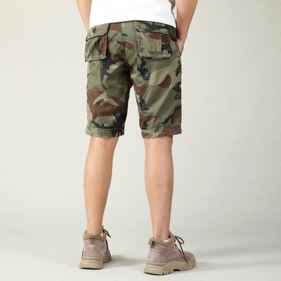 New Summer Mens Camouflage Five-point Workwear Pants Vintag