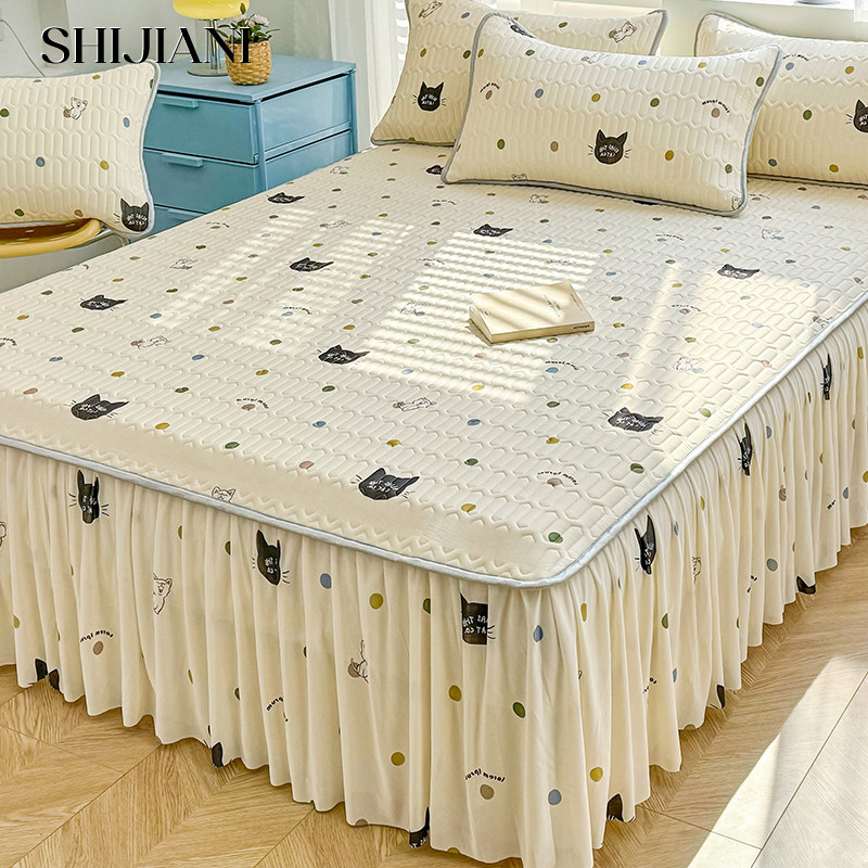 乳胶凉席床裙夏季加厚冰丝席三件小清新可水洗夏天席子202新款,床上用品,乳胶席,淘宝优惠券,粉丝福利购,淘宝优惠卷