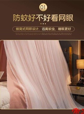 Bedside Double-layer Mosquito Net Bed Curtain Integrated Bla
