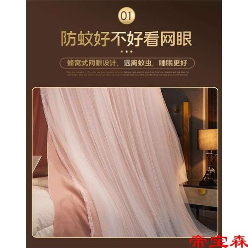 Bedside Double-layer Mosquito Net Bed Curtain Integrated Bla