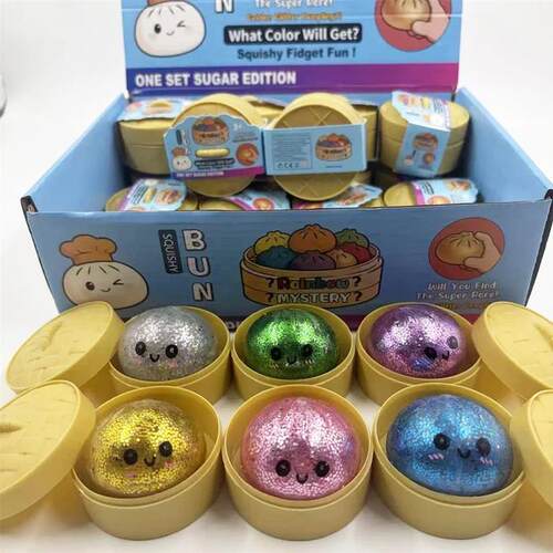 Glitter Dumpling Squishy with Box Dumplings Sensory Steamer