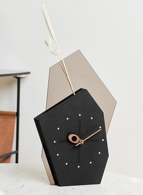 Mndeld钟表2023新款座钟客厅家用台式摆件家居饰品干花艺术装饰