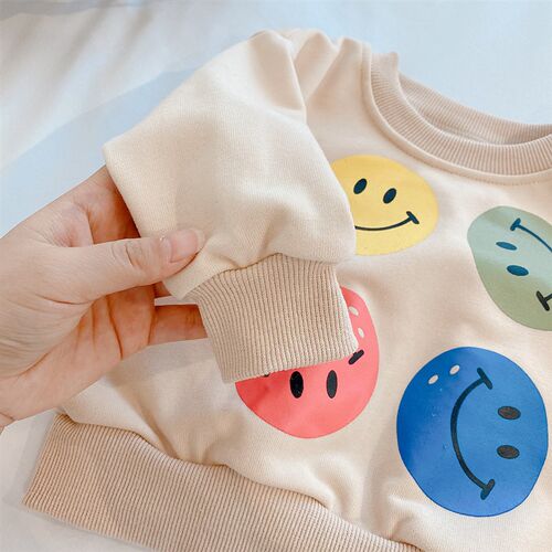 2022 Spring Kids Clothing Set Cartoon Long Sleeve Smile Blou