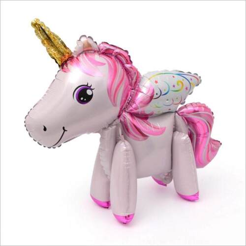 Cartoon three dimensional unicorn pony aluminum foil balloon