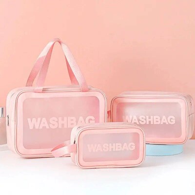 1pcs  Pu Transparent Three Piece Makeup And Toiletries Bag,