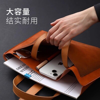 a4 file bag Leather portable file bag folder waterproof