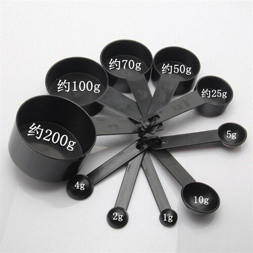 10 Black Plastic Measuring Spoons Cups Set Tools For Baking