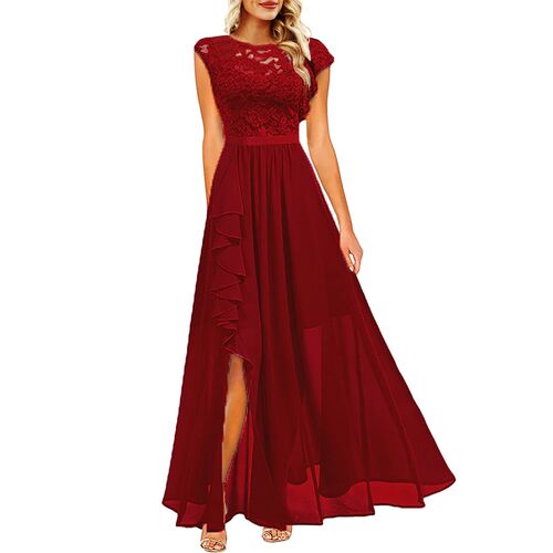 Elegant Lace Chiffon Wedding Dresses for Women Sleeveless