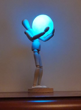 梧棣木人创意小夜灯木人木头人夜灯桌面摆件