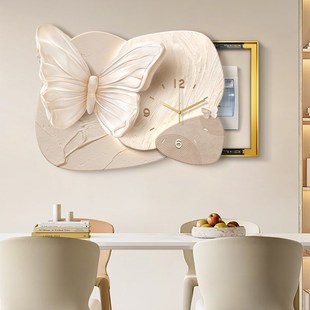 蝴蝶电表箱装饰画带钟表石来运转开关盖面板画弱电配电箱遮挡挂画