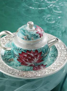 手工高鎏银茶壶茶杯家用装泡茶壶泡套茶器档功夫0000101茶具一壶