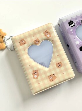 Cute Bear Photo Album 3 Inch Love Heart Hollow Picture Stora