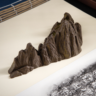 铜山摆件假山子造景办公室桌面装饰品案头清供书房镇纸毛笔架笔搁