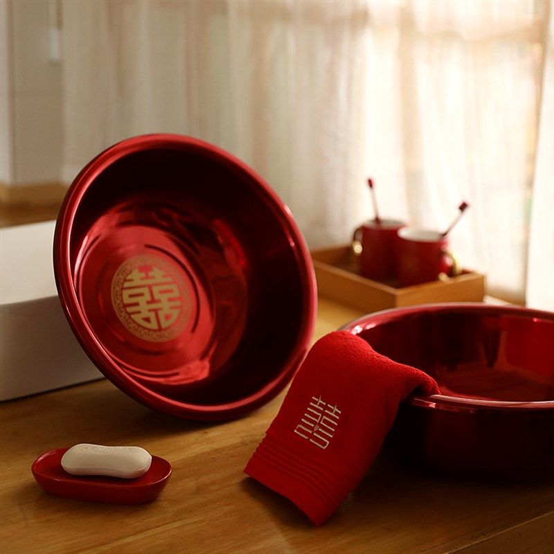 女方喜盆新娘陪嫁结婚脸盆洗漱装家用红盆一对嫁妆婚庆用品大全,家庭/个人清洁工具,脸盆,淘宝优惠券,粉丝福利购,淘宝优惠卷