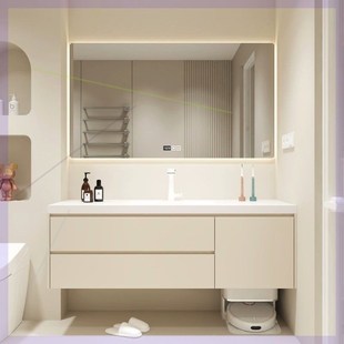 加工扫地机器人浴室柜一体岩板无缝陶瓷盆卫生间洗手盆洗手池