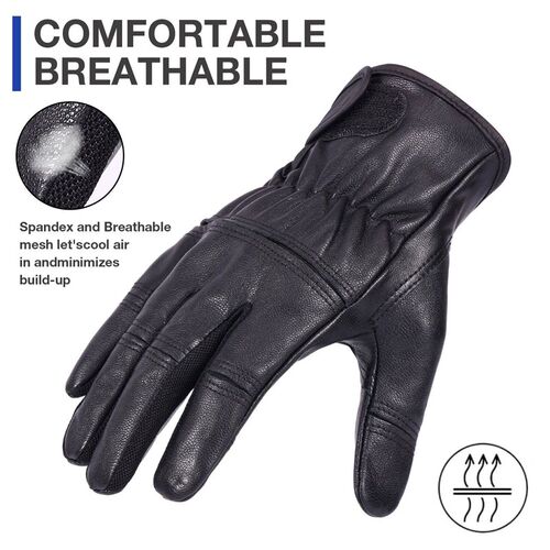 Sheepskin Driving Gloves Leather Mens Motorcycle Glove Warm