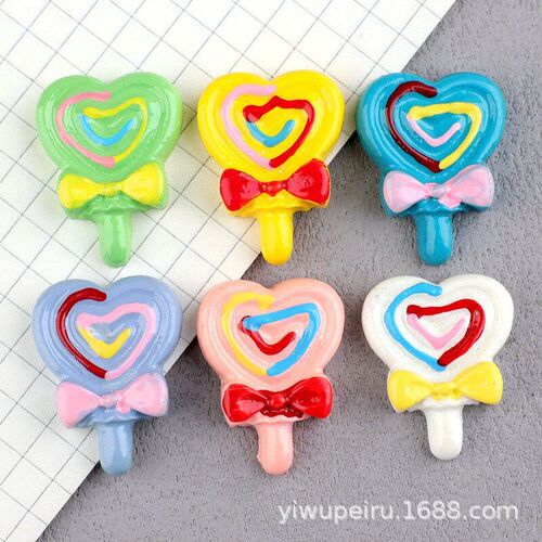 Love Heart Lollipop Candy Resin Accessory DIY Materials for
