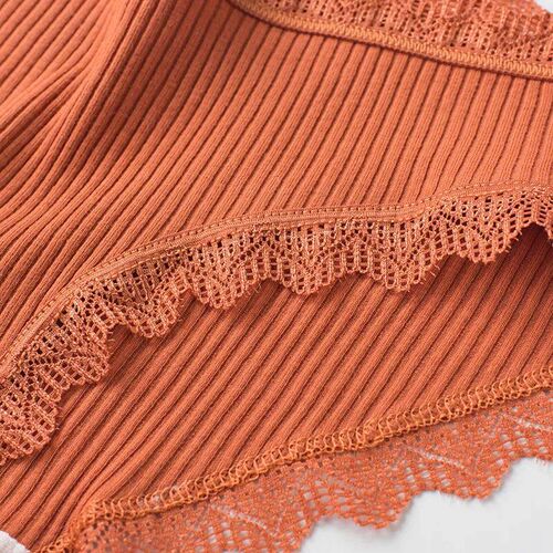 4 Pcs Lace Wavy Trim Bikini Panties, Comfy & Breathable Elas