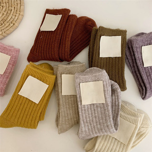 Women Autumn Mid Cashmere Tub Style Socks Korean 15% Winter