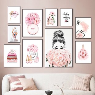 Home Decor Modern Pink Sweet Flower Picture Wall Art Painti