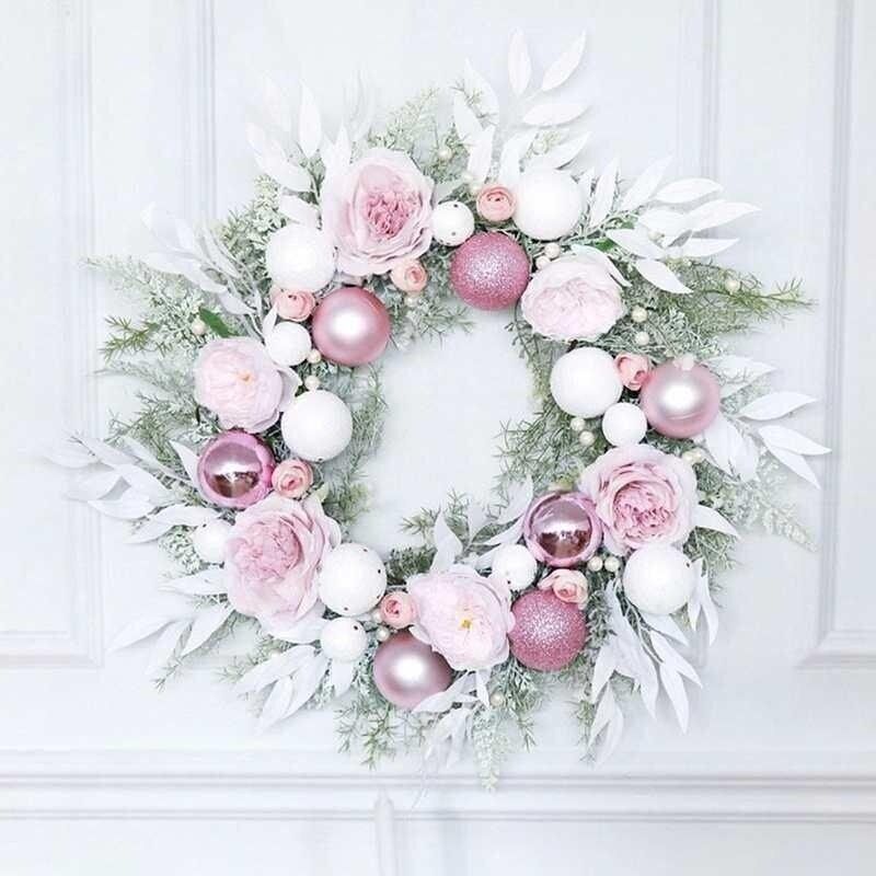 Christmas Wreath Pink Christmas Ball Theme Wedding Decoratio - 实物图