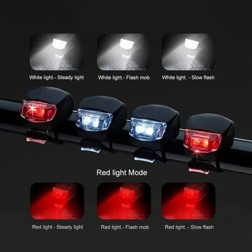 2PCS Bike Light Set Silicone Waterproof Front Rear Lights wi
