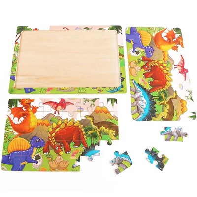 30 Pieces Wooden Jigsaw Puzzle Kids Cartoon Animal Vehicle P