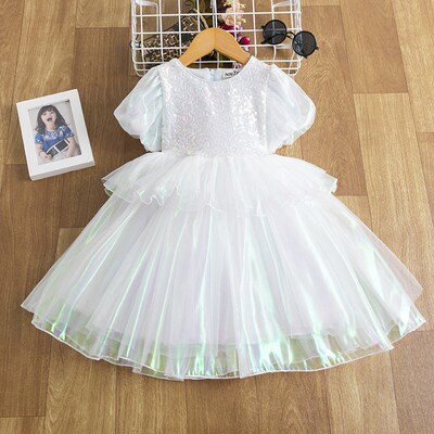 Children Princess Dress Girls Sequin Puff Sleeve Tutu Dress