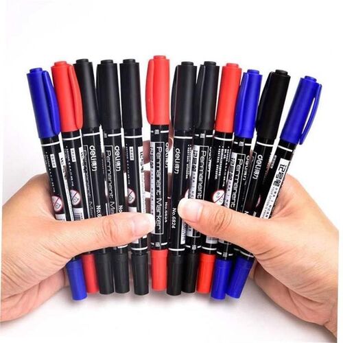 9pcs/Set Twin Tip Permanent Markers, Black, Red,Blue Ink, 1