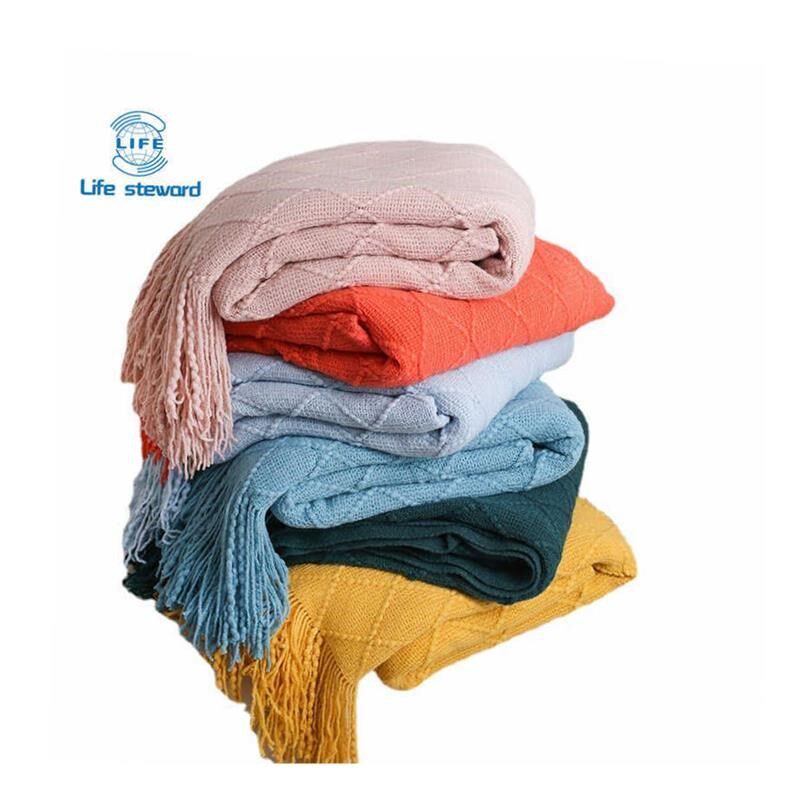 沙发毯针织毯床边毯空调披肩Bedside Blanket Office Nap Blanket - 实物图