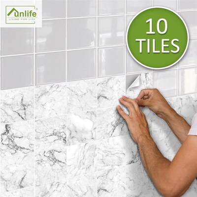 Funlife BRILLIANT 15/20cm White Marble Tile Sticker Wate