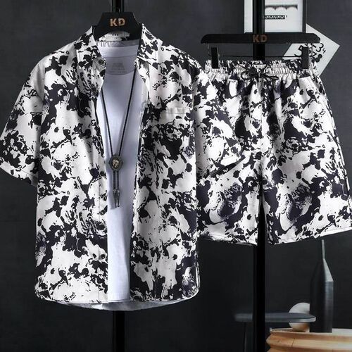 New men's printed shirt sets, high quality fashion
