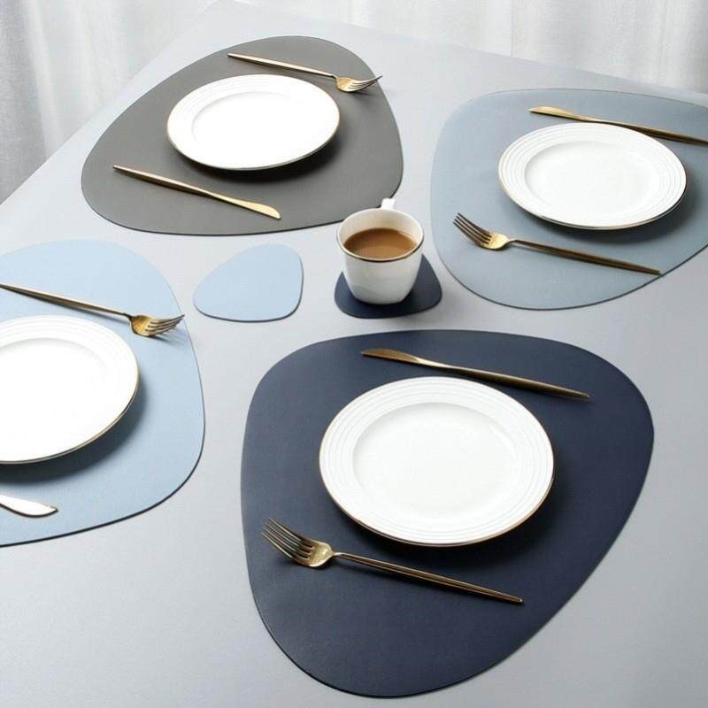 PU leather insulation placemat oval table mat non-slip and - 实物图