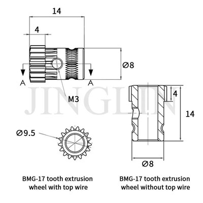 Drivegear Kit Dual Drive Gear Extruder Kit Cloned Btech Upgr