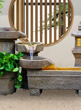 田园石磨石臼庭院花园阳台装饰灯塔鱼缸假山造景循环流水落地摆件