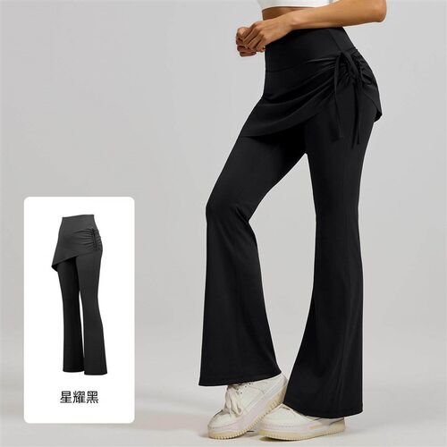 Wrinkled flared skirt pants, slightly flared high waisted