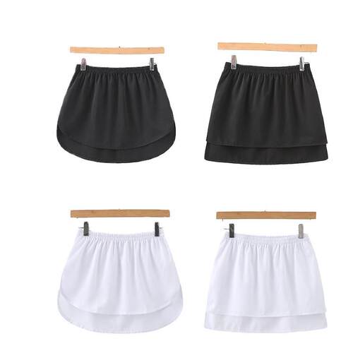 Spring Summer New Shirt Large Hem Short Skirt Black White