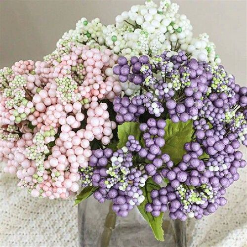 Plastic Artificial Berry Flowers Bouquet Realistic