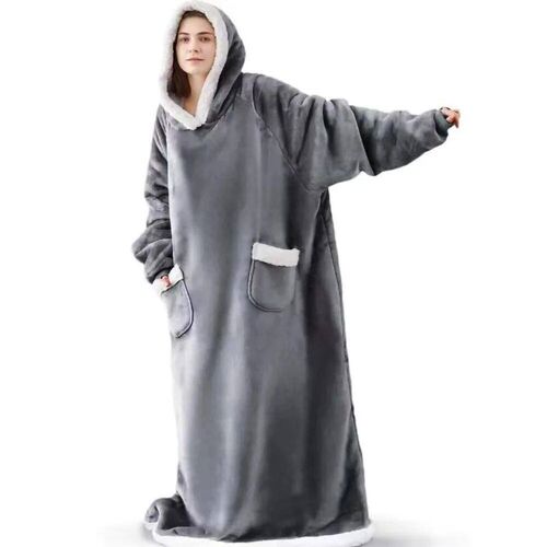 180cm Super Long Flannel Blanket Pyjamas with Sleeves Winter