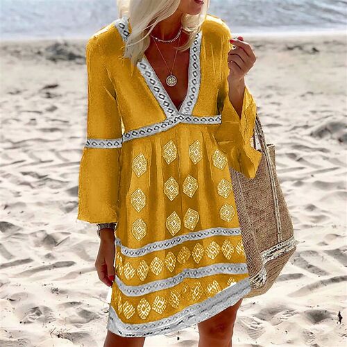 Tops Ladies Boho Loose Beach Party Elegant Dresses Vestidos