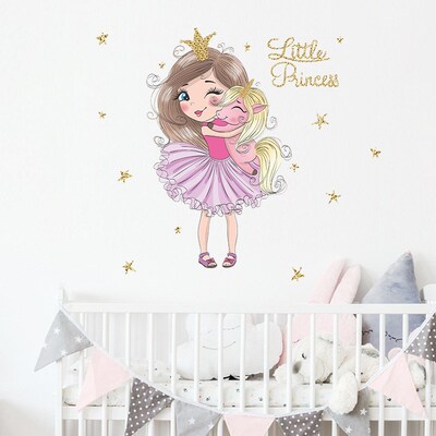 Princess Wall Stickers Cartoon Unicorn Stickers Vinyl Decora