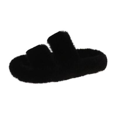 2025 Womens Outerwear Fur Shoes One-strap Double-strap Wome