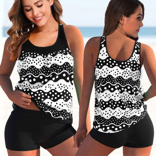 New Women Plus Size Tankini Set Swimwear Female Swimsuit Bik