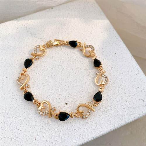 Black Heart Diamond Bracelet Womens Fashion Light LuxuryFash
