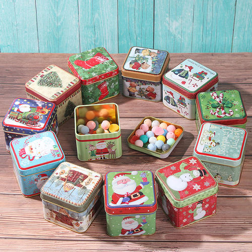 Christmas Cartoon Storage Candy Tin Box Candy Jar Christmas