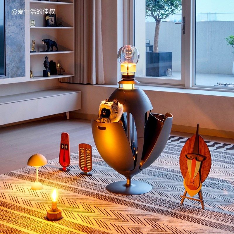 意大利Soldi Design创意旋转垃圾桶恐龙蛋家用大号带盖垃圾分类桶,家居饰品,落地摆件,淘宝优惠券,粉丝福利购,淘宝优惠卷